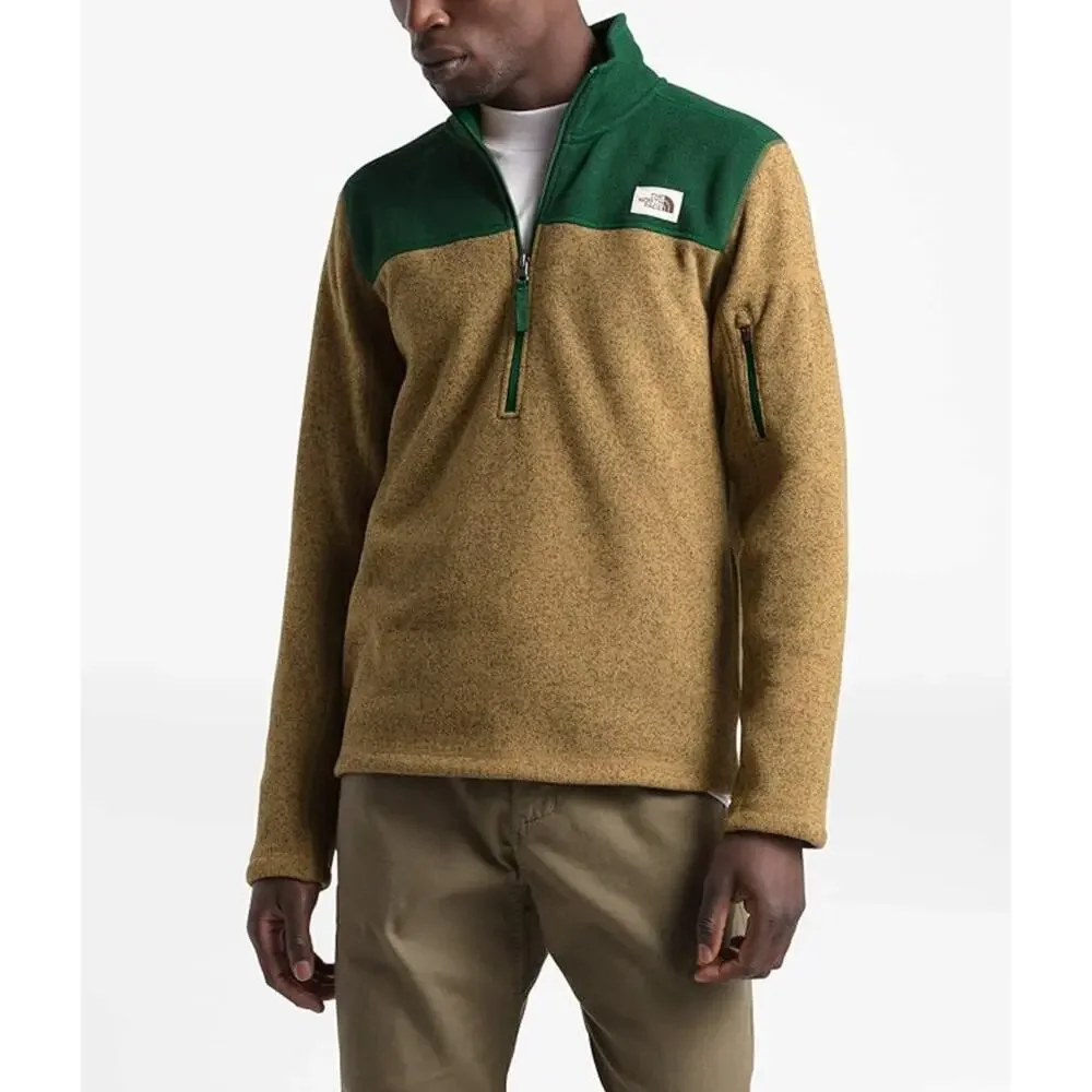 The North Face Men's TKA Glacier 1/4 Zip Fleece Jacket Large Khaki Night Green